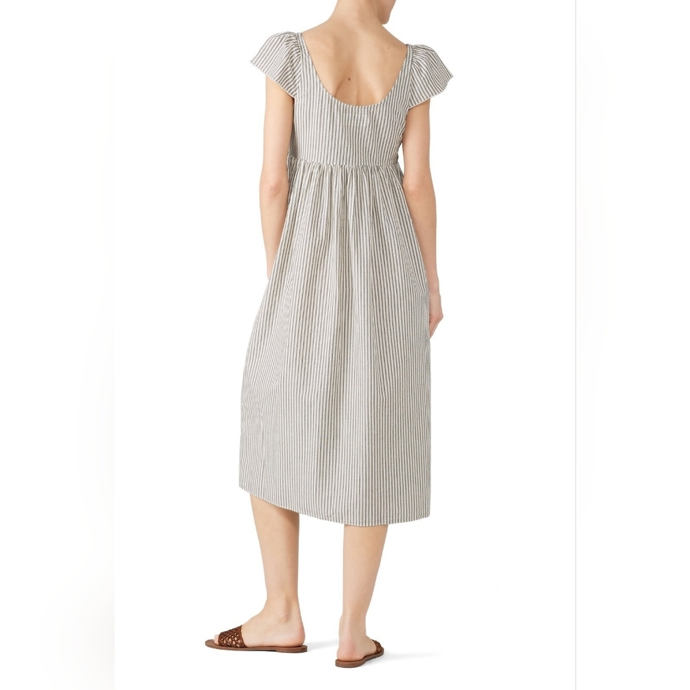 The Great. Grey Striped 100% Cotton Scoop Neck Button-Up Flutter Cami Dress M - Picture 5 of 11